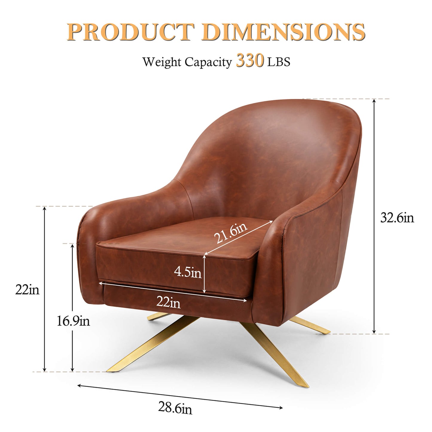 Faux Leather Swivel Accent Chair