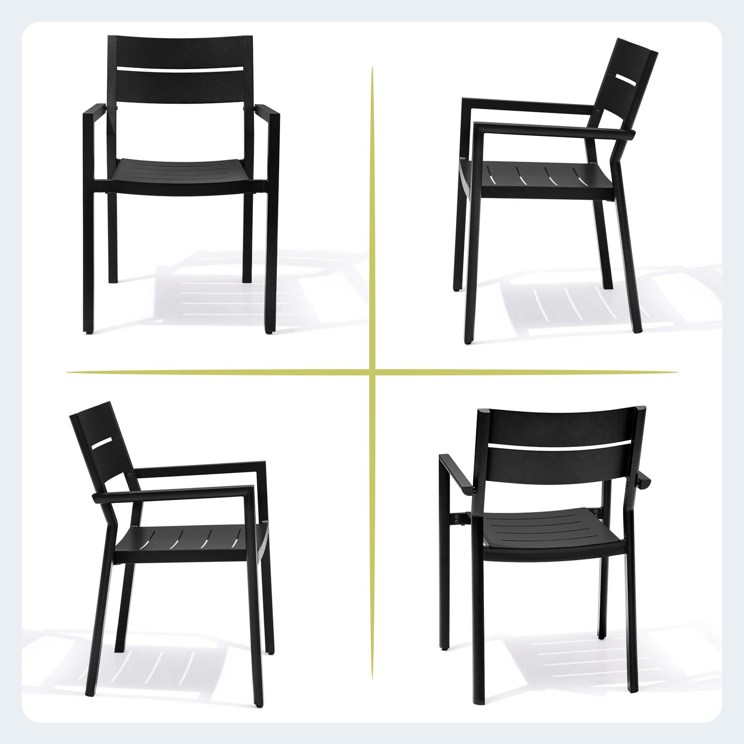 Aluminum Stackable Dining Chair Set of 2 with Armrests
