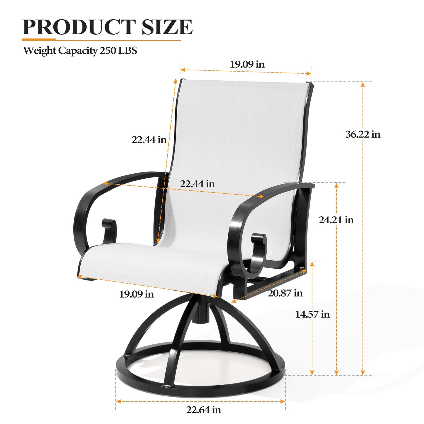 Aluminum Swivel Outdoor Dining Chair Set of 2 with Sunbrella