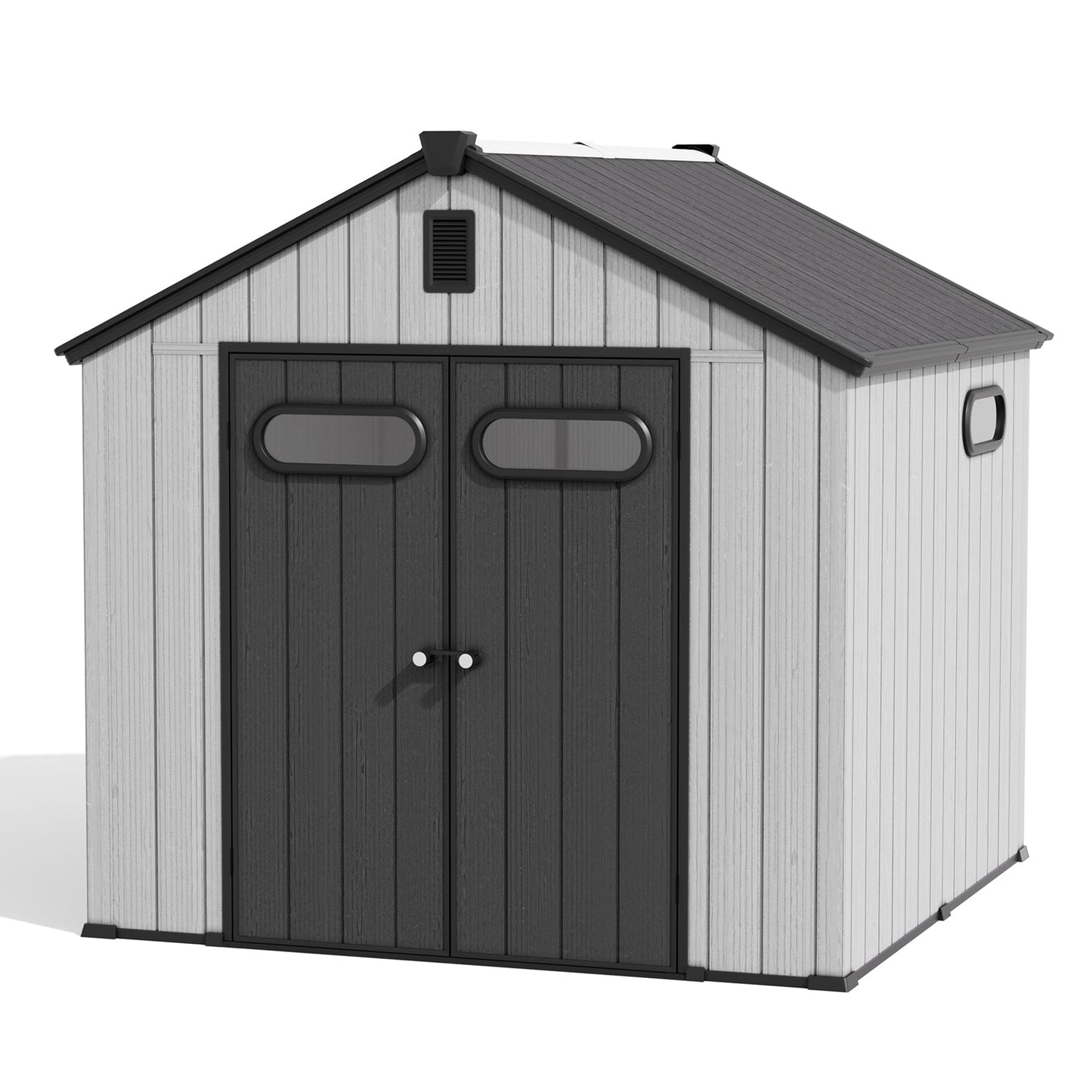 Outdoor Resin Storage Shed with Floor, Skylight & Lockable Door