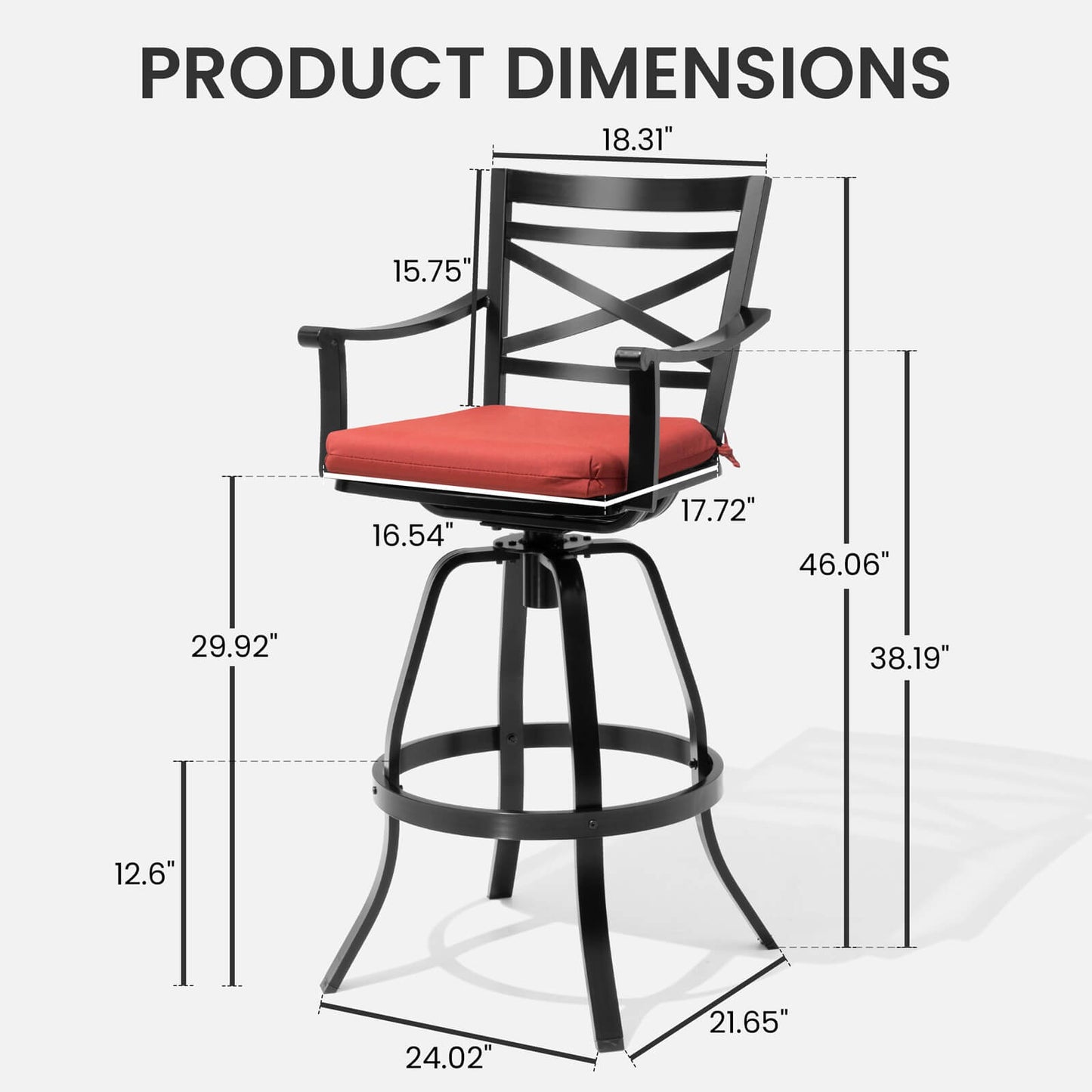Aluminum Swivel Bar Stools Set of 2 with Sunbrella