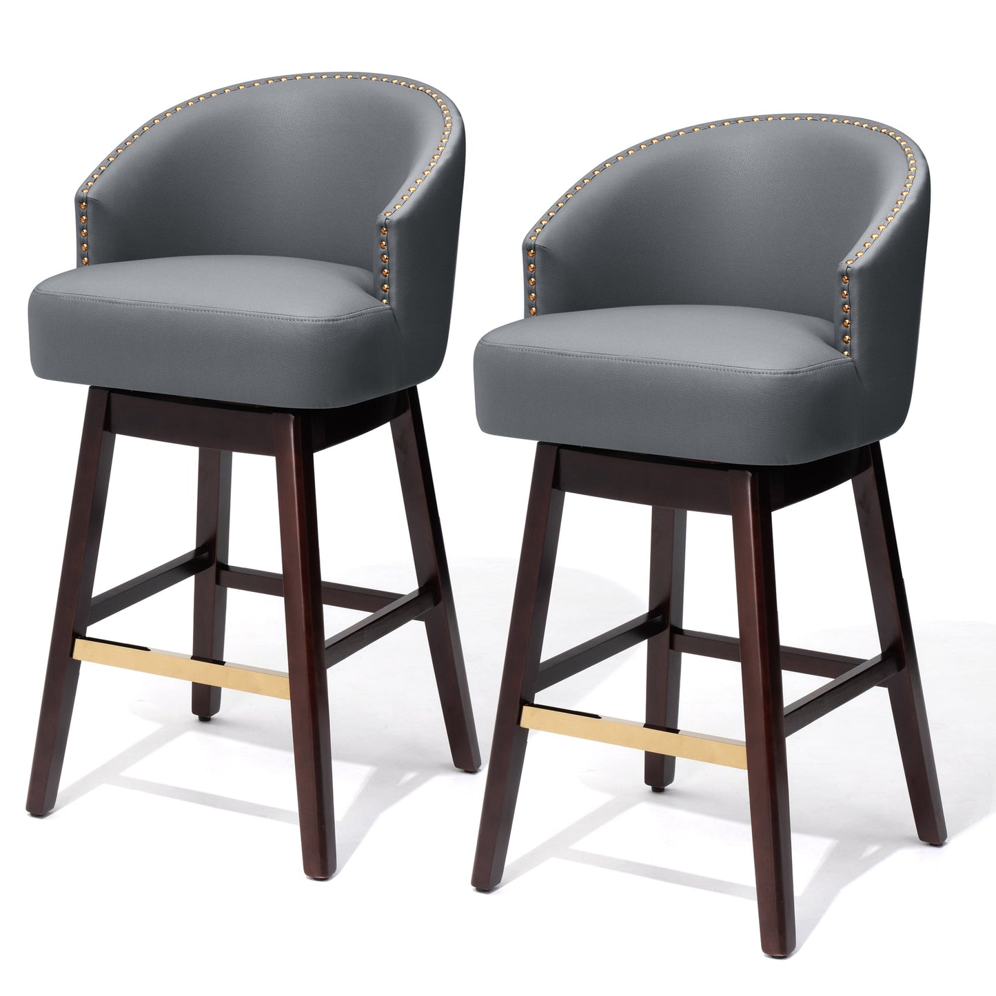 31.9" Swivel Faux Leather Bar Stool Set of 2