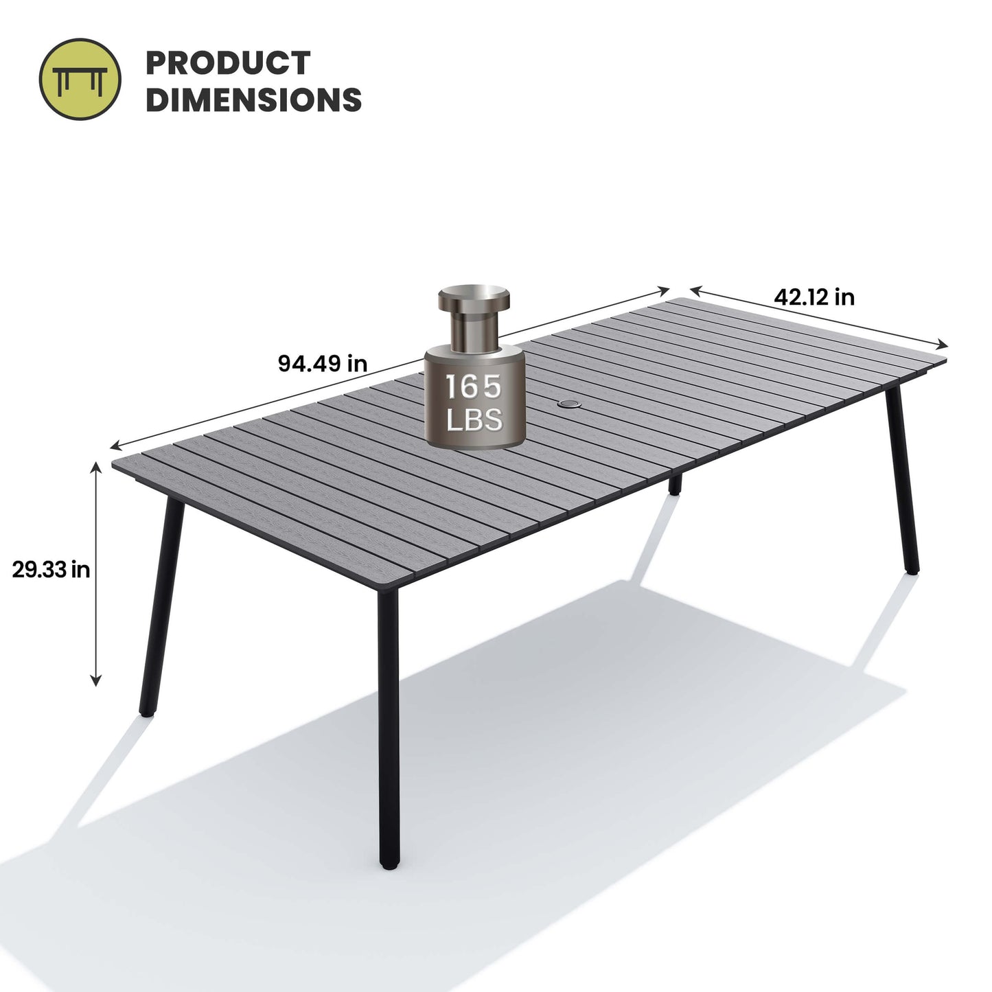 Aluminum Outdoor Dining Table with Umbrella Hole