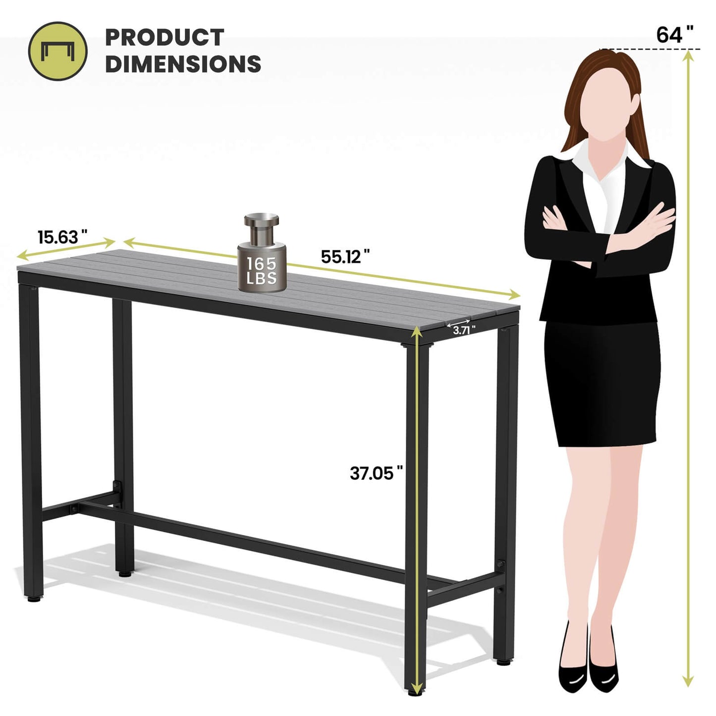 Outdoor Bar Table with Steel Frame