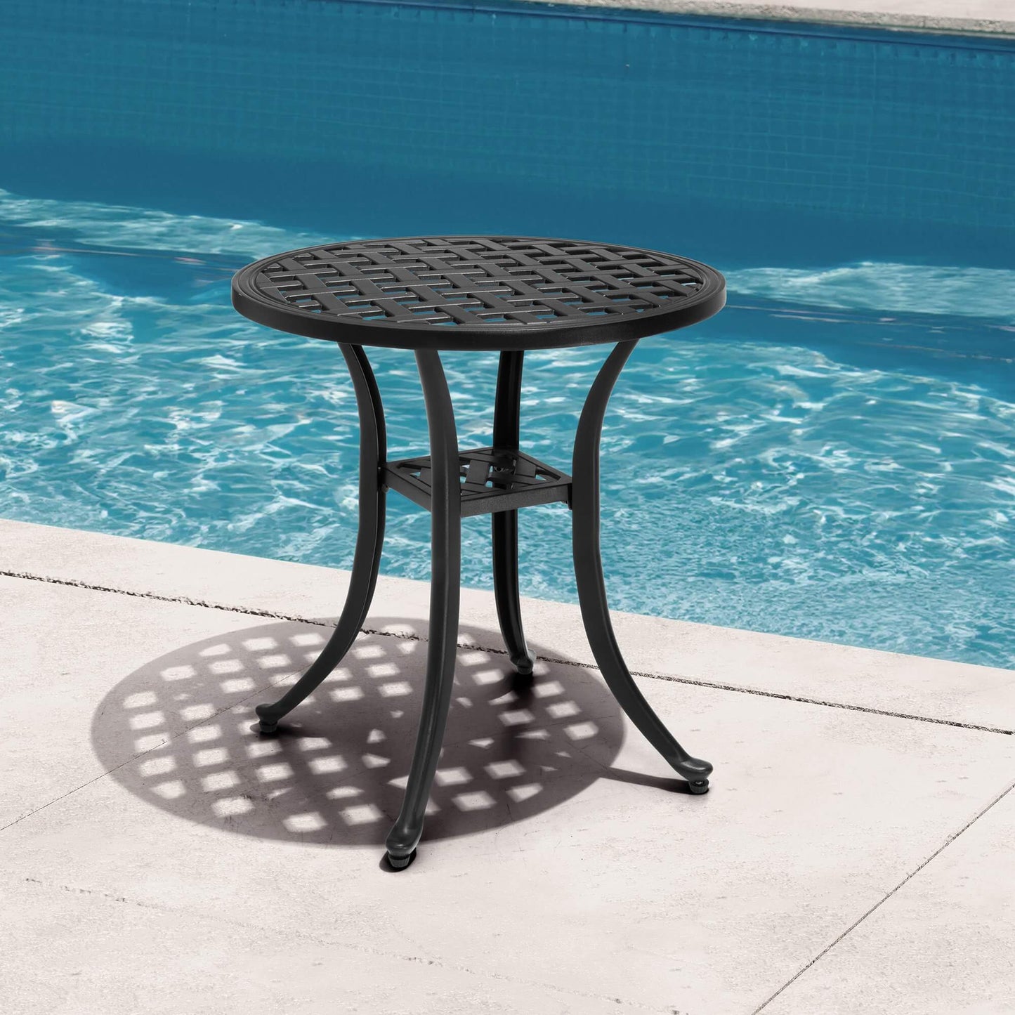 19x19" Round Cast Aluminum Outdoor Side Table