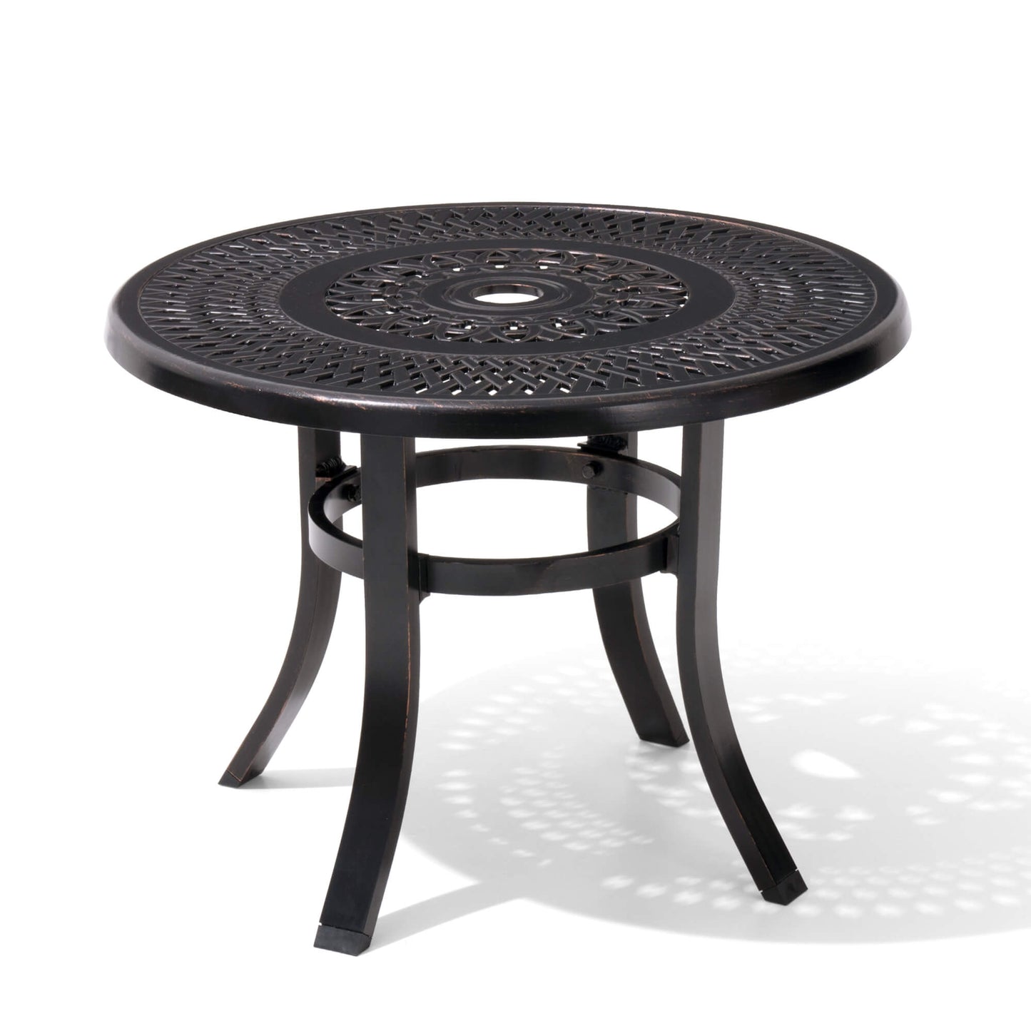 24x24" Round Cast Aluminum Side Table with Umbrella Hole
