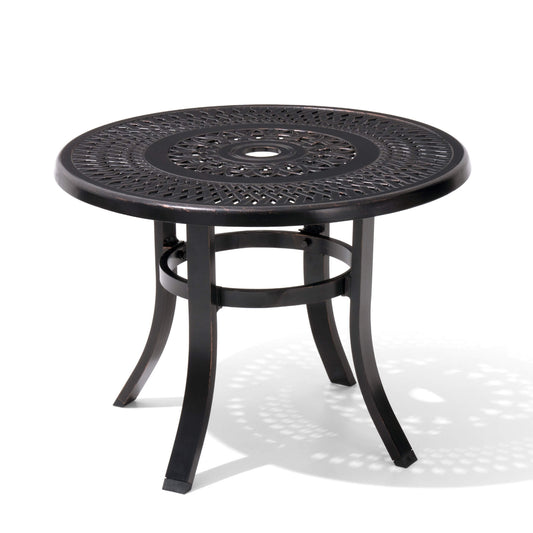 24x24" Round Cast Aluminum Side Table with Umbrella Hole