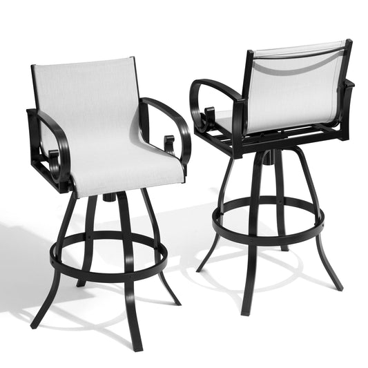 Aluminum Swivel Outdoor Bar Stool Set of 2 with Sunbrella