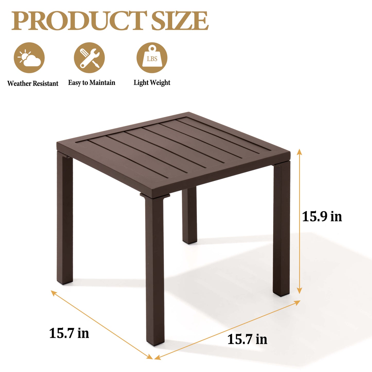16x16" Aluminum Outdoor Square Side Table