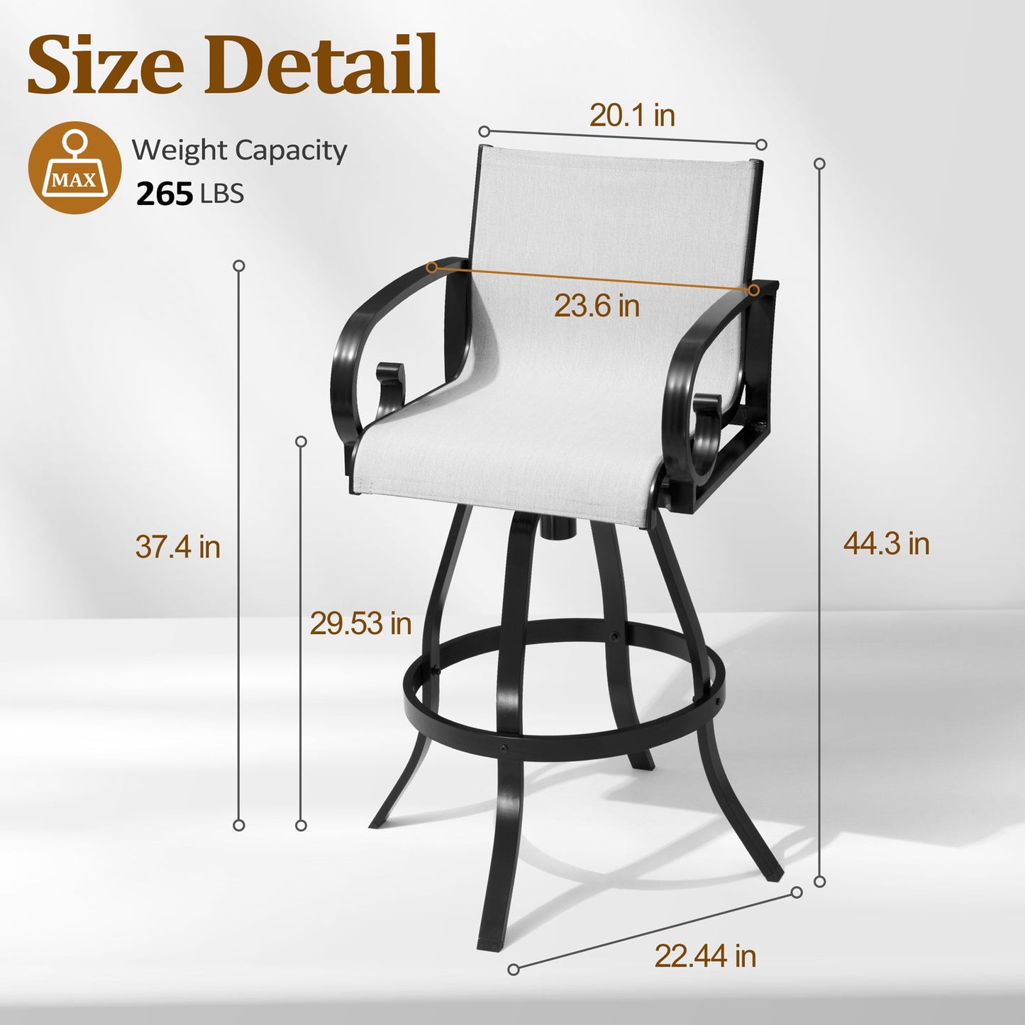Aluminum Swivel Outdoor Bar Stool Set of 2 with Sunbrella