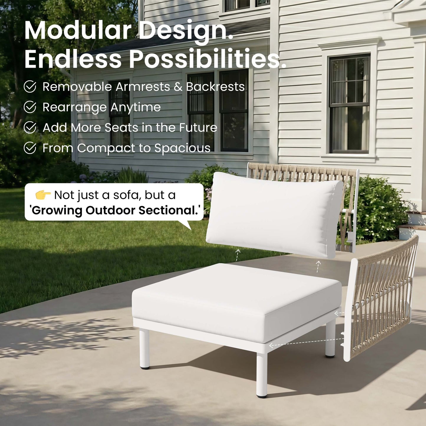 Modular Outdoor Wicker Sectional Sofa with Cushions