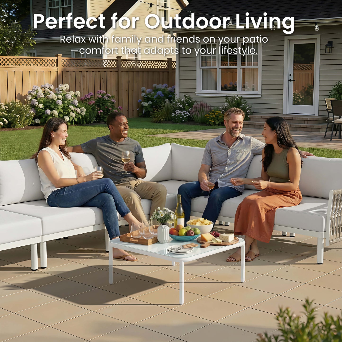Modular Outdoor Wicker Sectional Sofa with Cushions