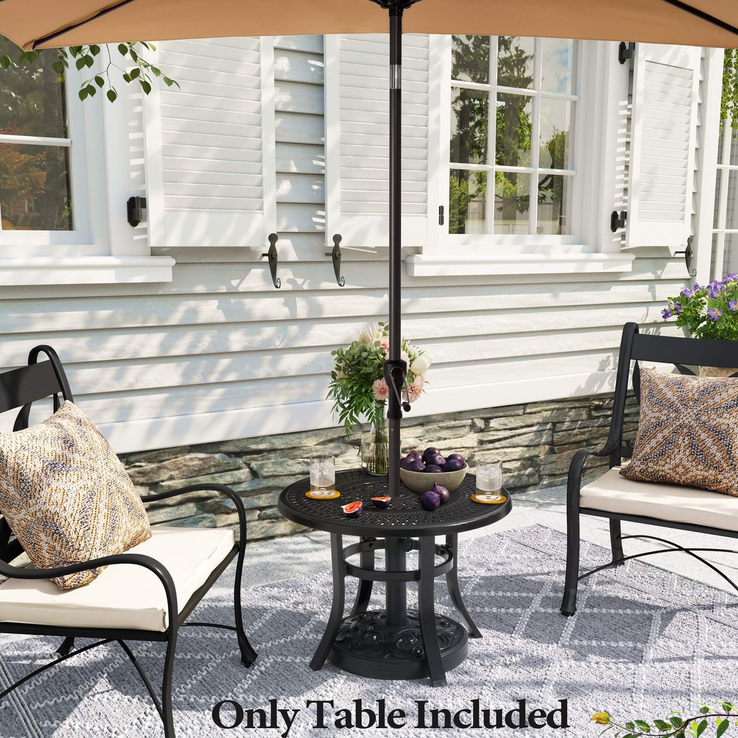 24x24" Round Cast Aluminum Side Table with Umbrella Hole