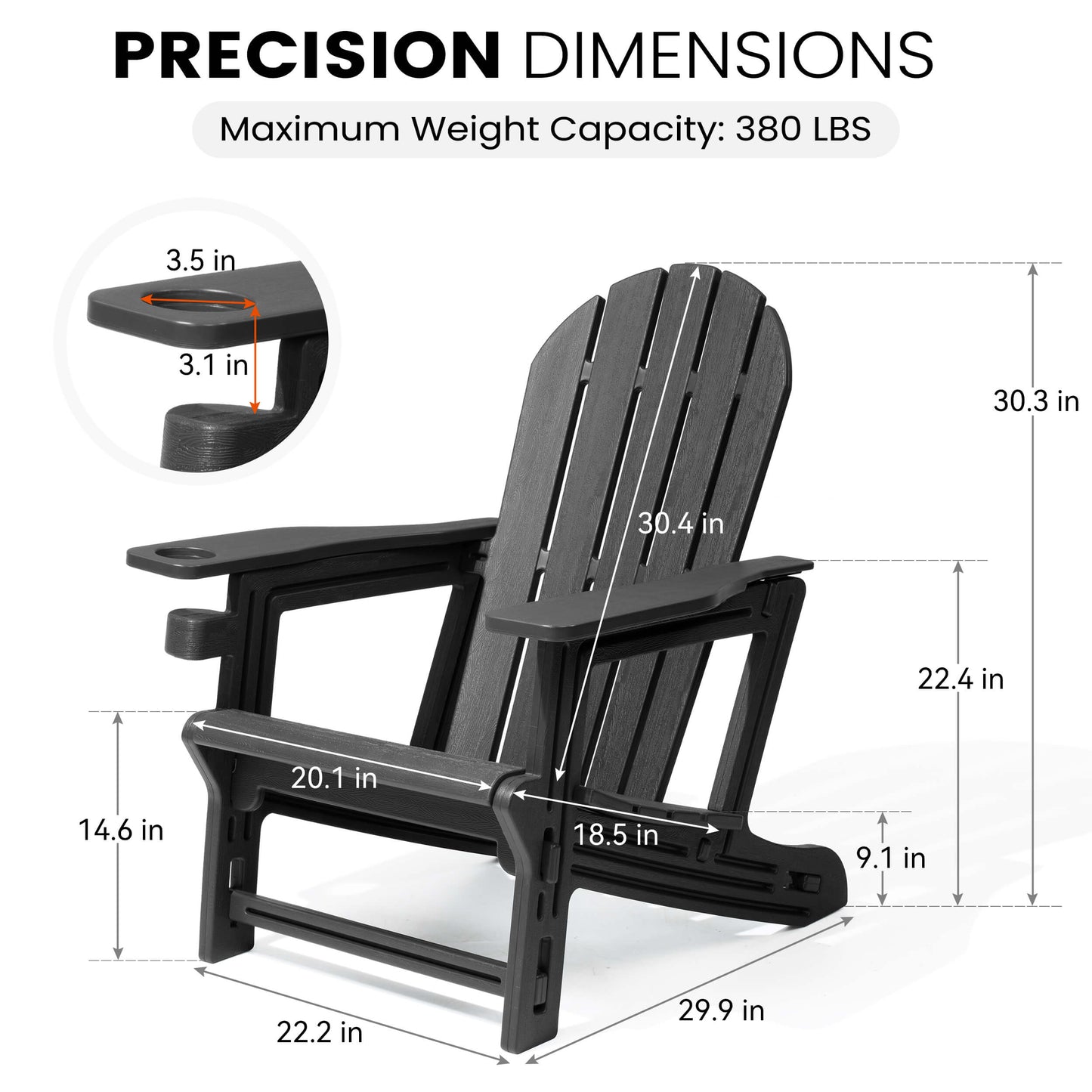HDPE Adirondack Chair with Cup Holder & Sloped Seat