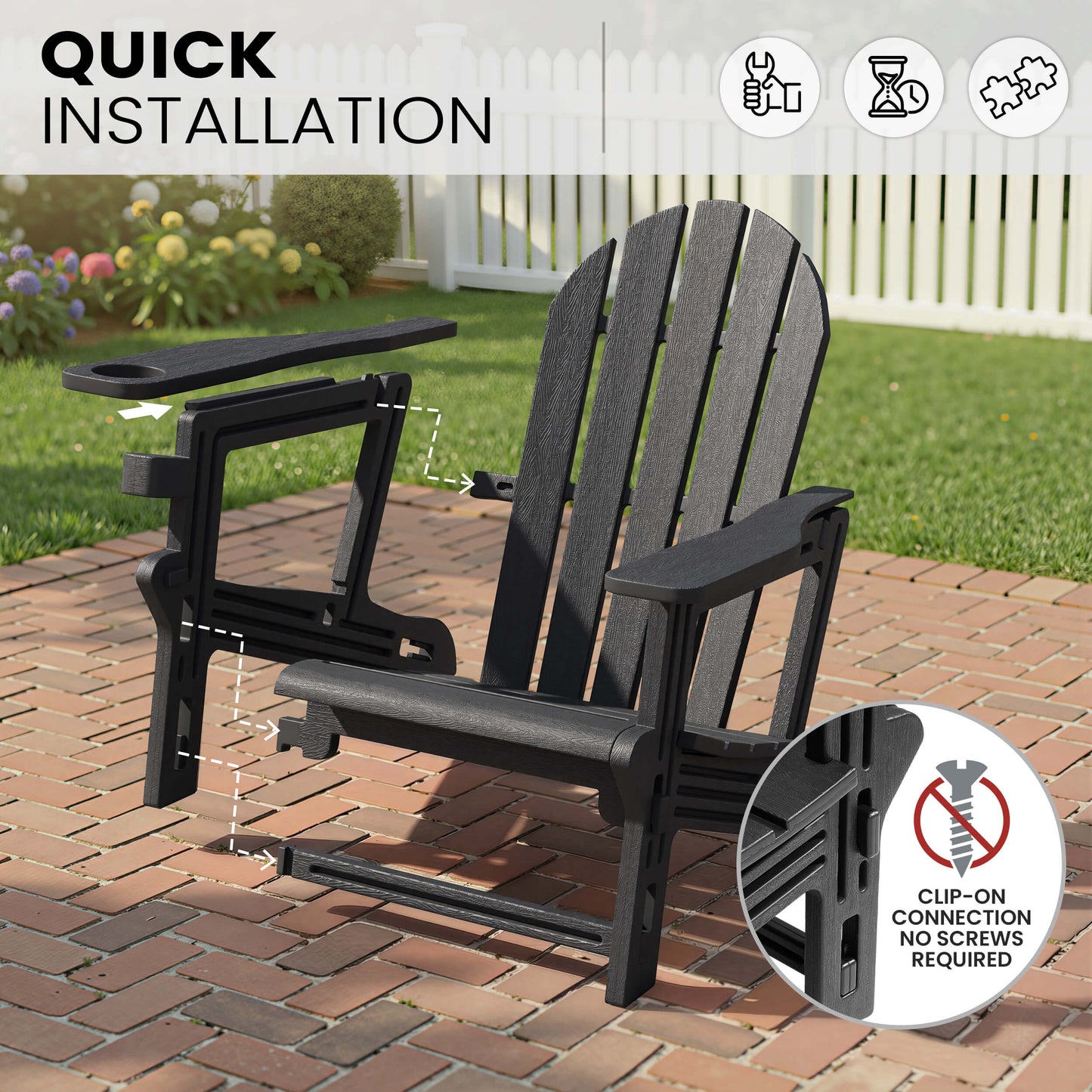 HDPE Adirondack Chair with Cup Holder & Sloped Seat
