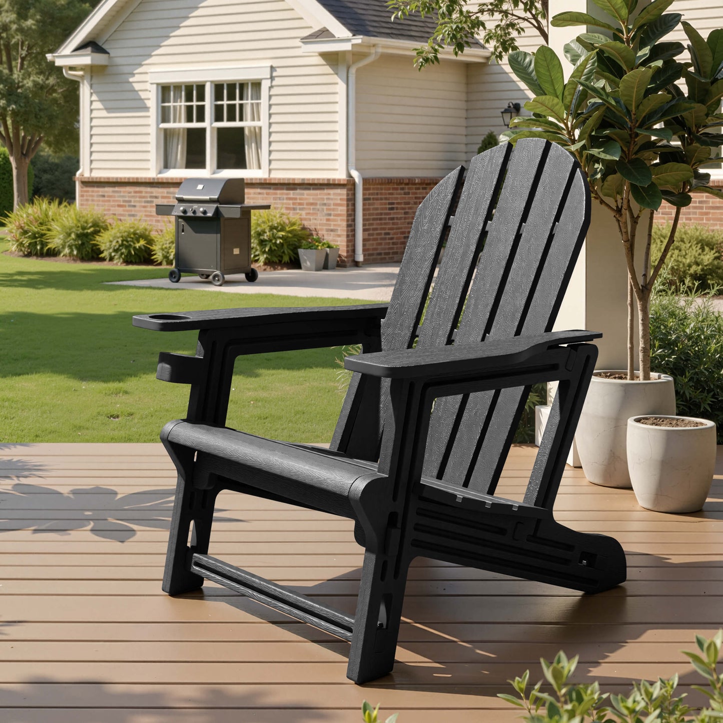 HDPE Adirondack Chair with Cup Holder & Sloped Seat