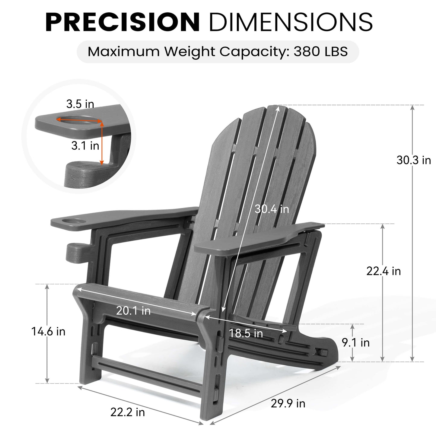 HDPE Adirondack Chair with Cup Holder & Sloped Seat