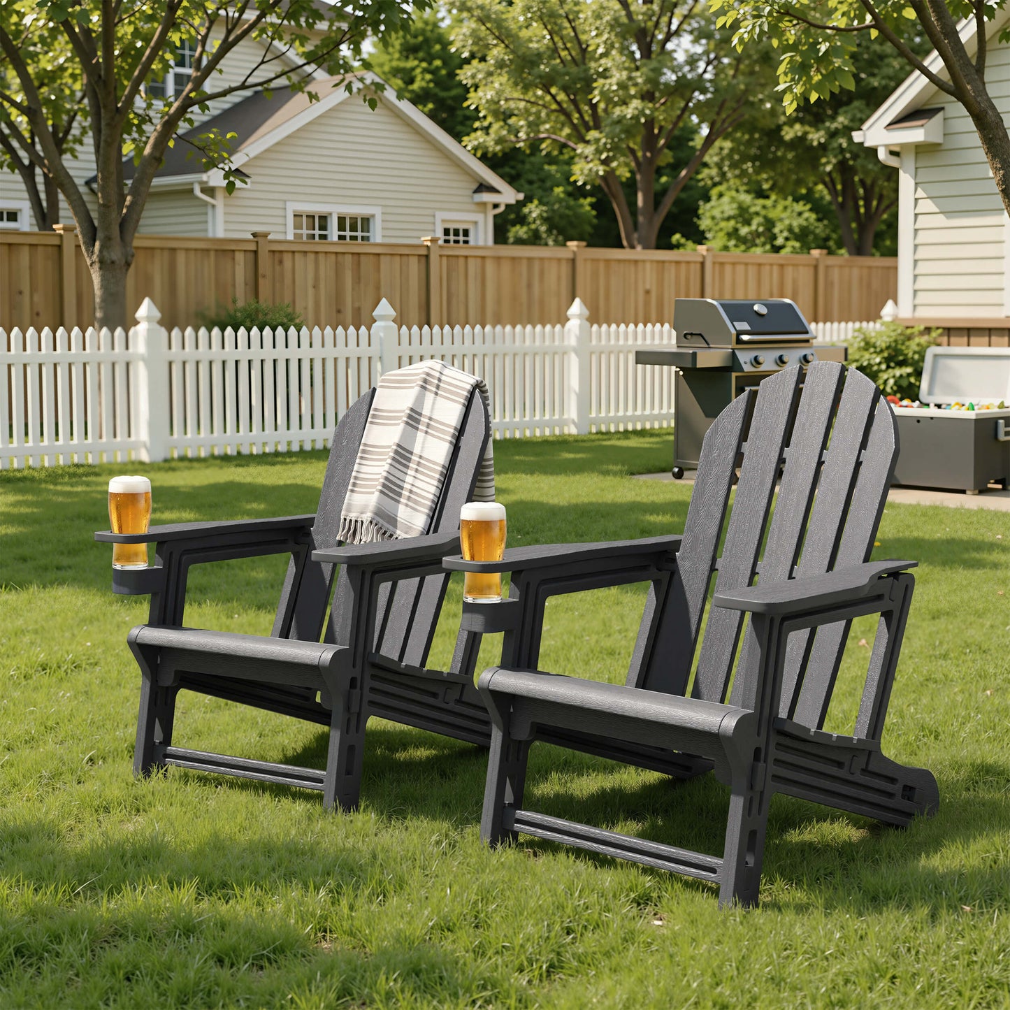HDPE Adirondack Chair with Cup Holder & Sloped Seat