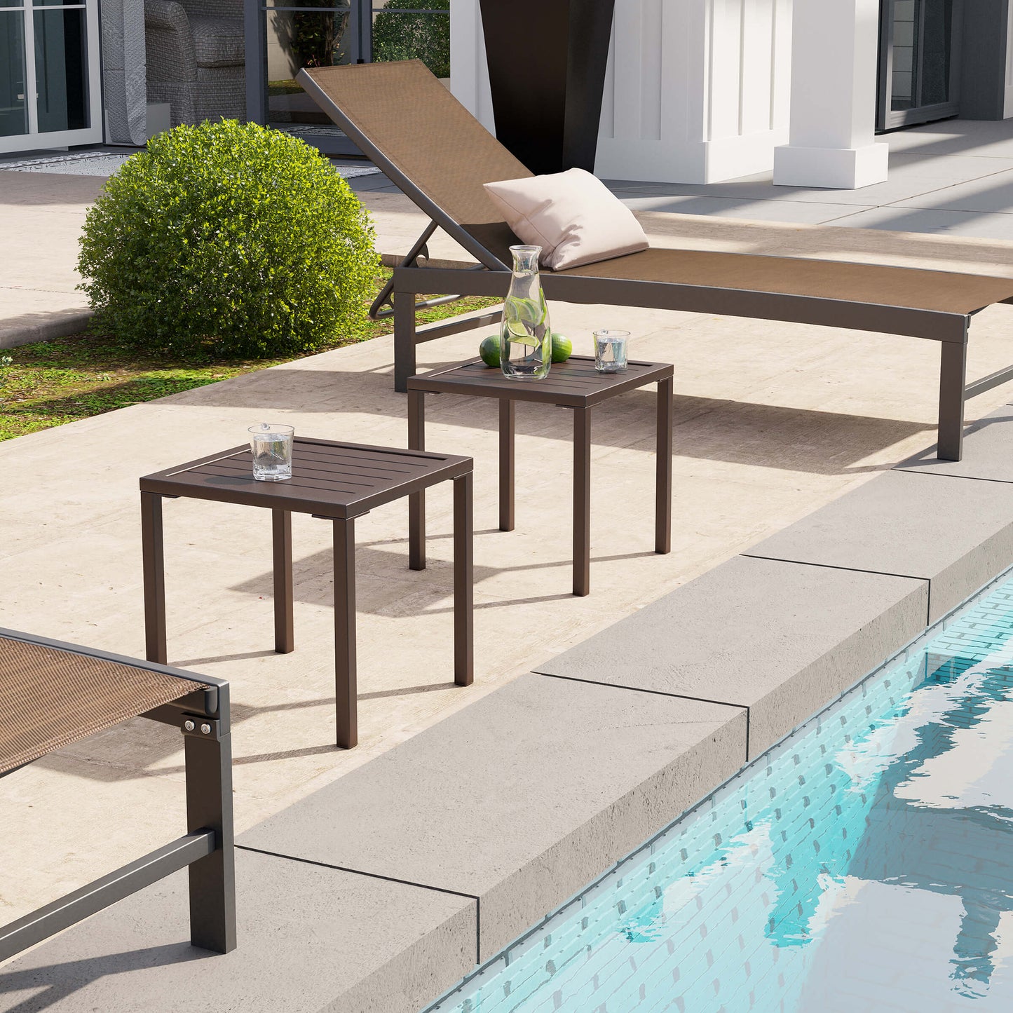 16x16" Aluminum Outdoor Square Side Table