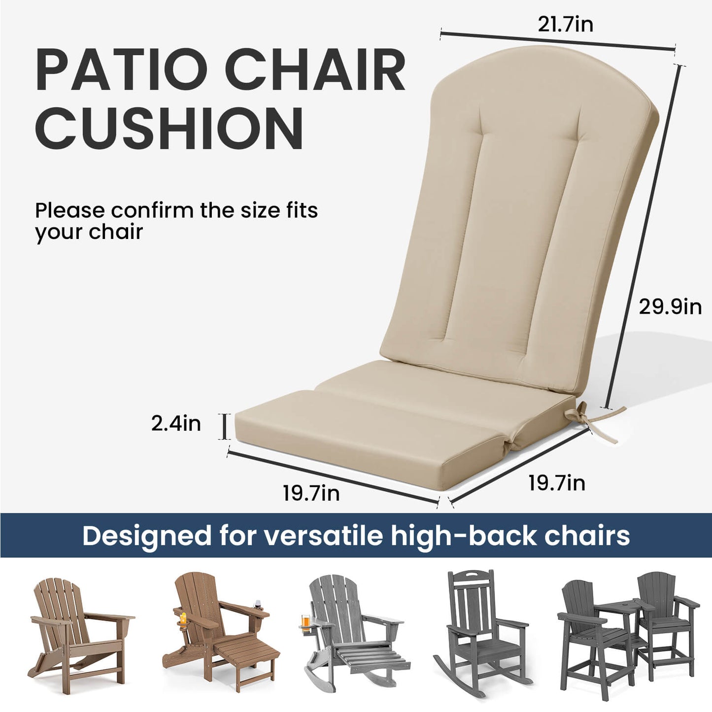 50x20" Outdoor Adirondack Chair Cushion