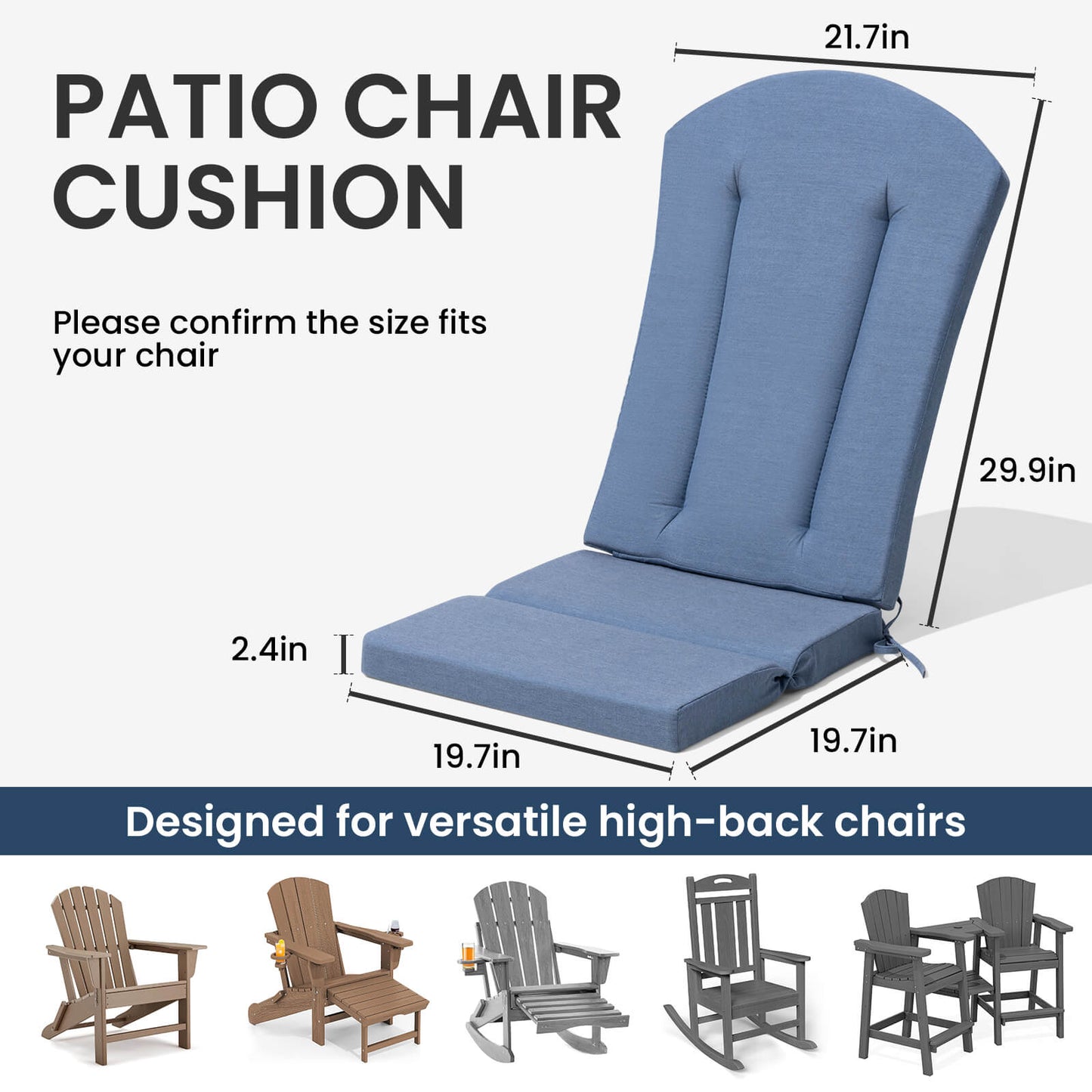 50x20" Outdoor Adirondack Chair Cushion