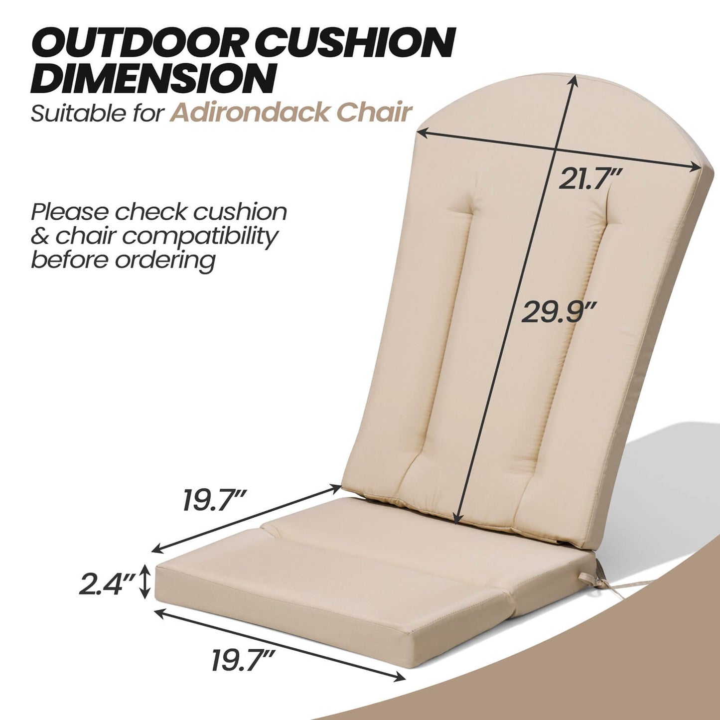 50x20" Outdoor Adirondack Chair Cushion