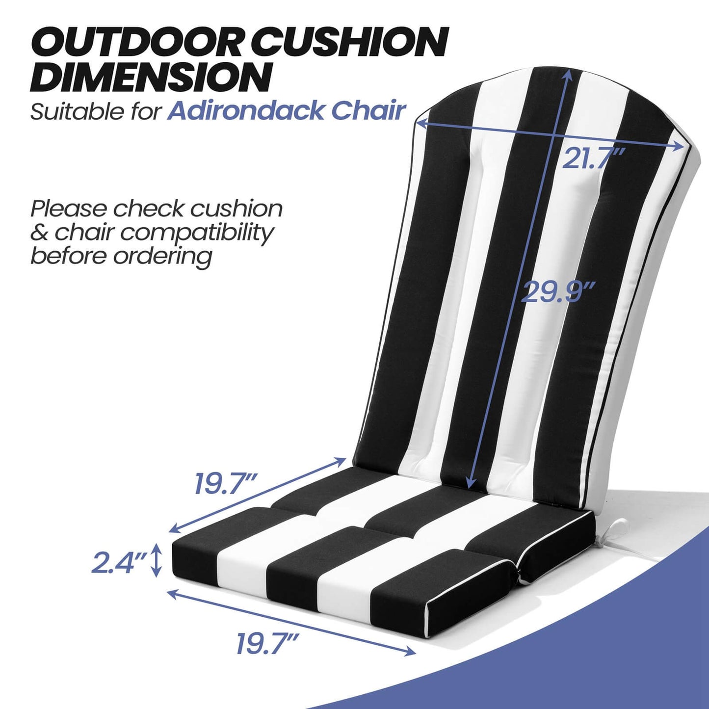 50x20" Outdoor Adirondack Chair Cushion