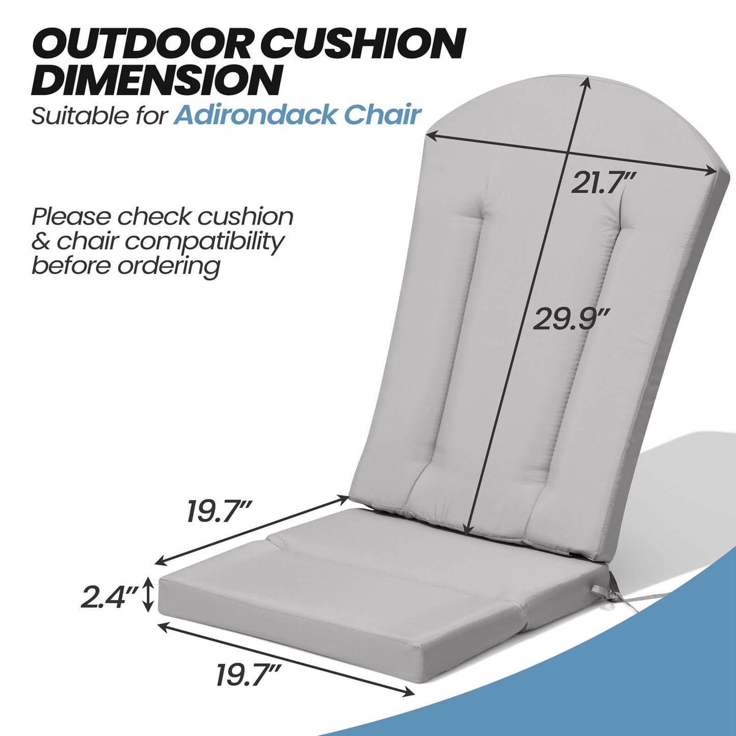 50x20" Outdoor Adirondack Chair Cushion