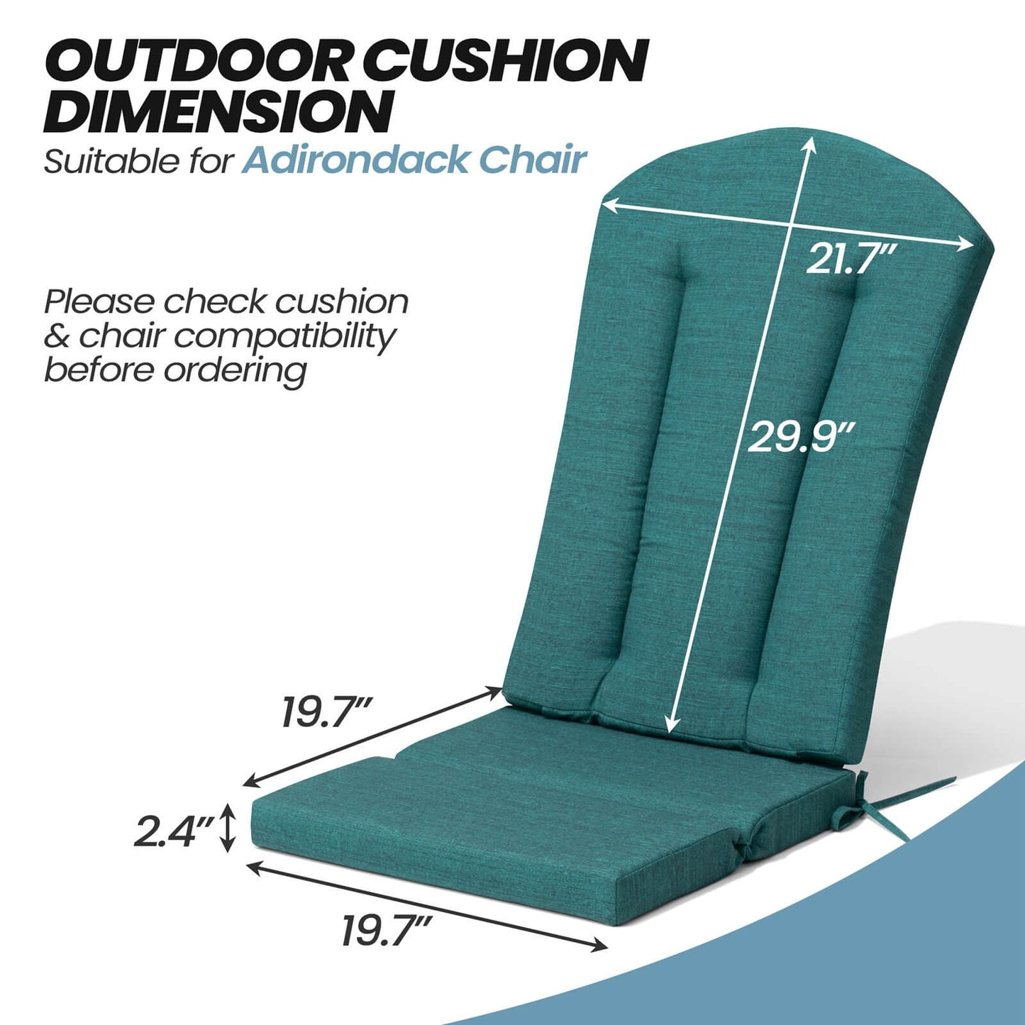 50x20" Outdoor Adirondack Chair Cushion