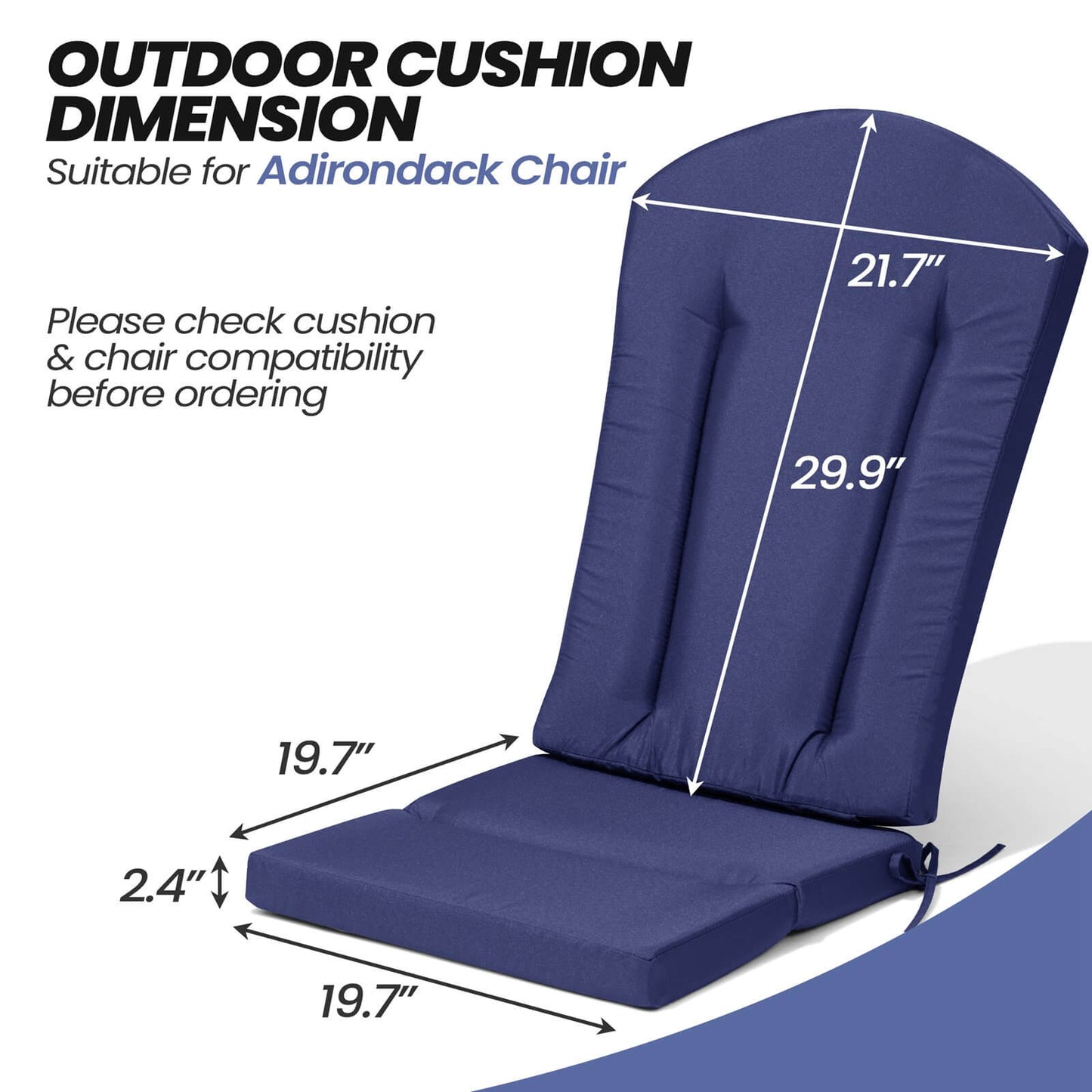 50x20" Outdoor Adirondack Chair Cushion