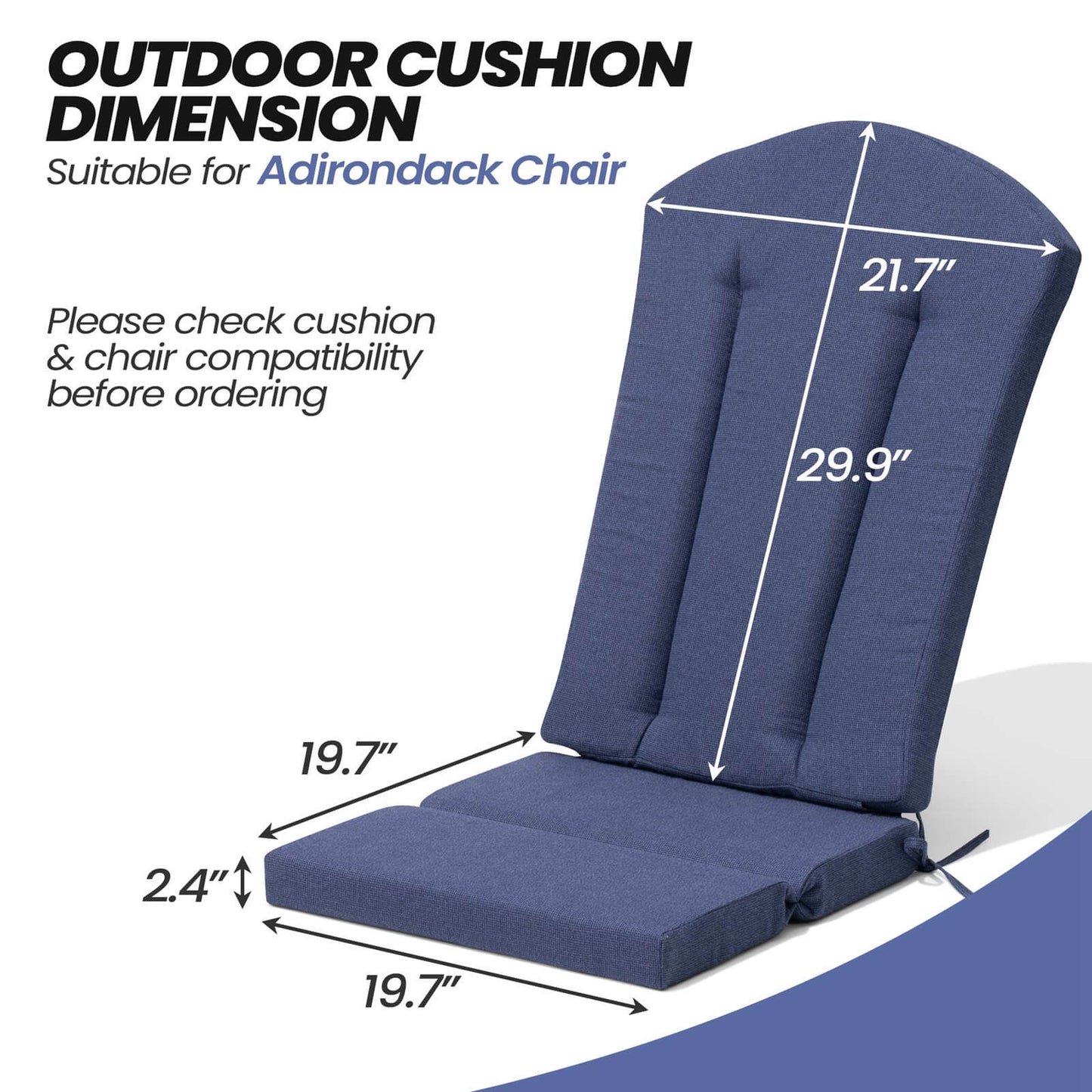 50x20" Outdoor Adirondack Chair Cushion