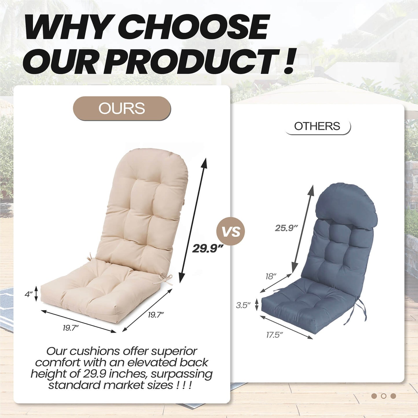 High Back Adirondack Rocking Chair Cushion