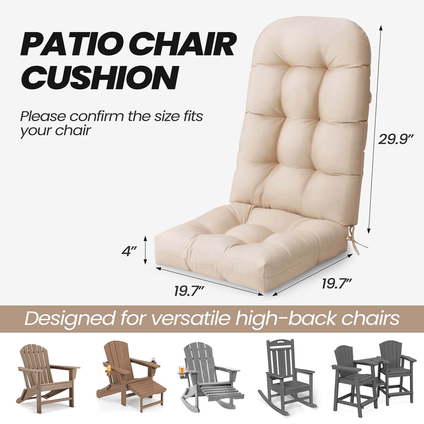 High Back Adirondack Rocking Chair Cushion