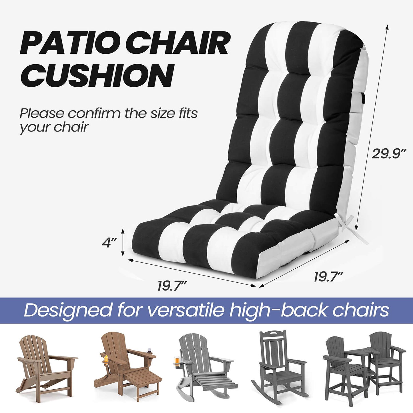 High Back Adirondack Rocking Chair Cushion