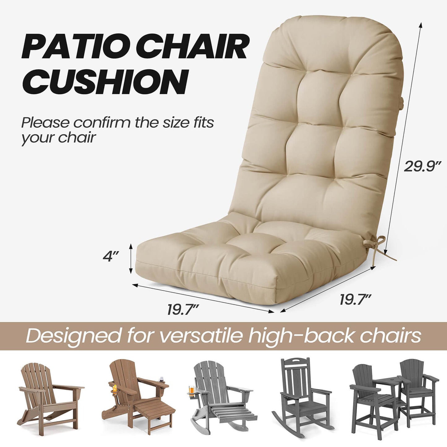 High Back Adirondack Rocking Chair Cushion