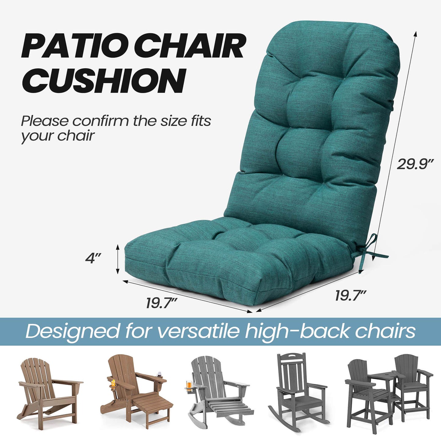 High Back Adirondack Rocking Chair Cushion