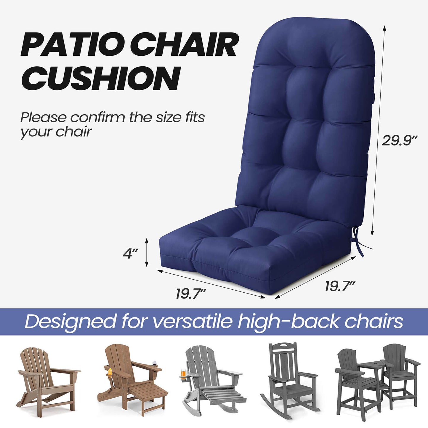 High Back Adirondack Rocking Chair Cushion