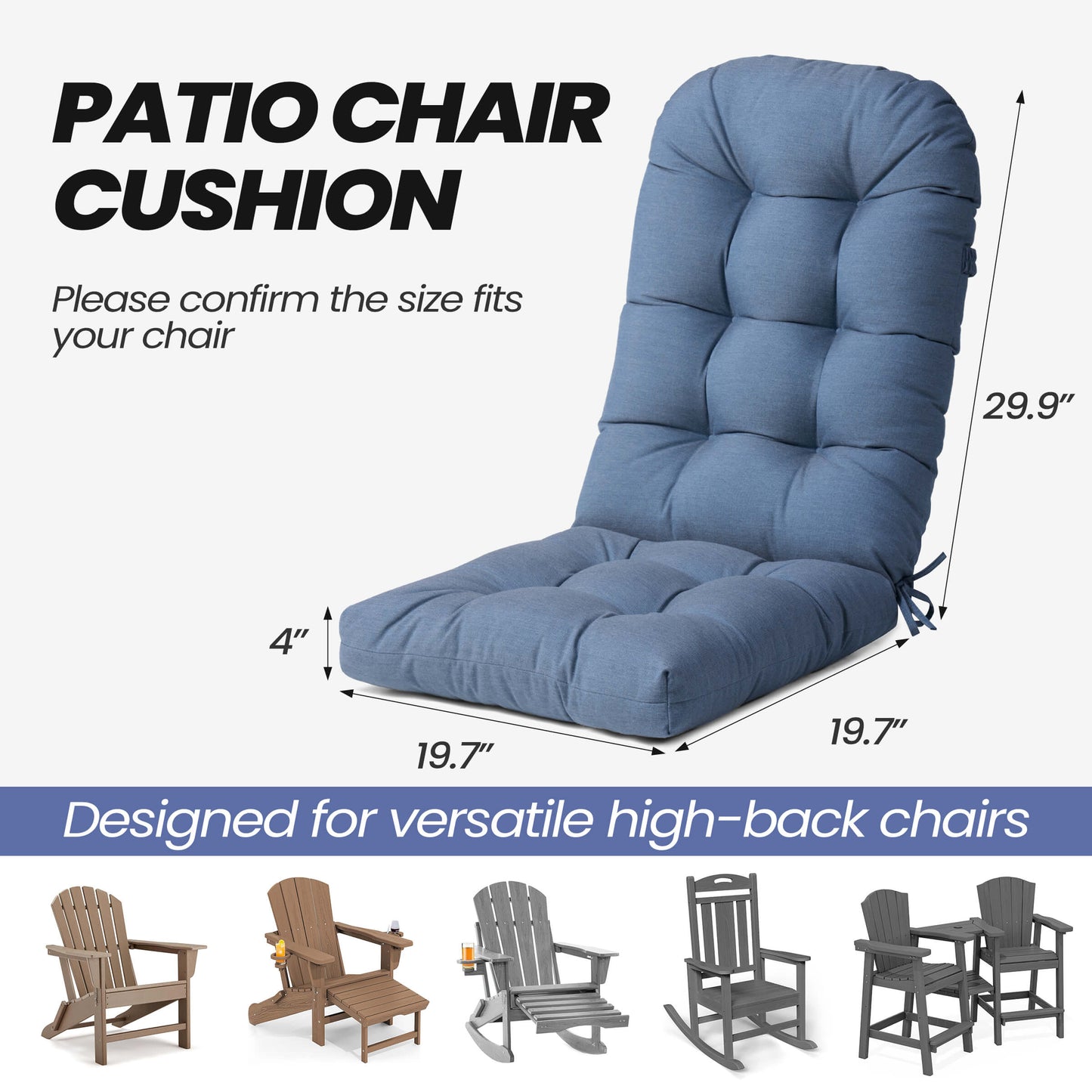 High Back Adirondack Rocking Chair Cushion