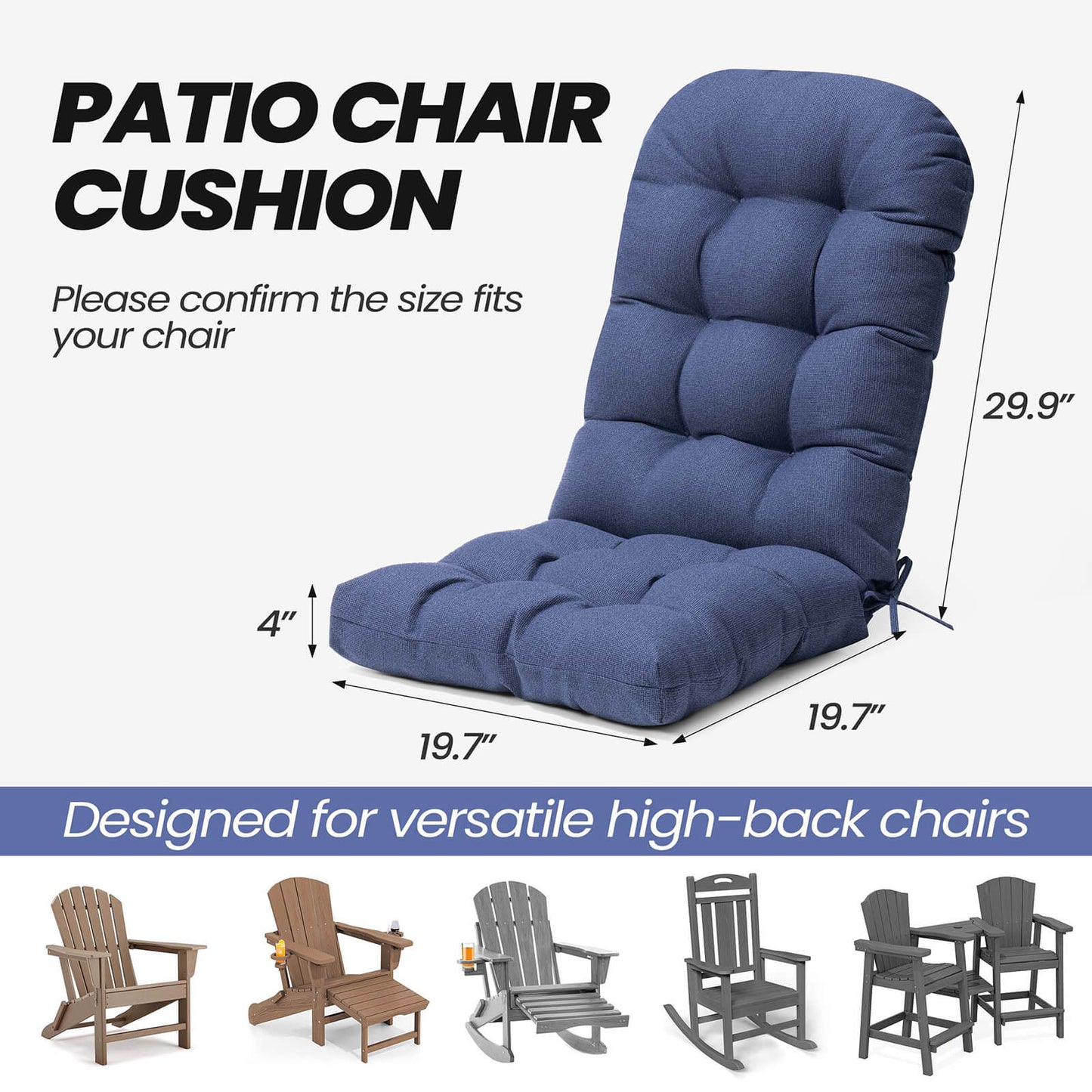 High Back Adirondack Rocking Chair Cushion
