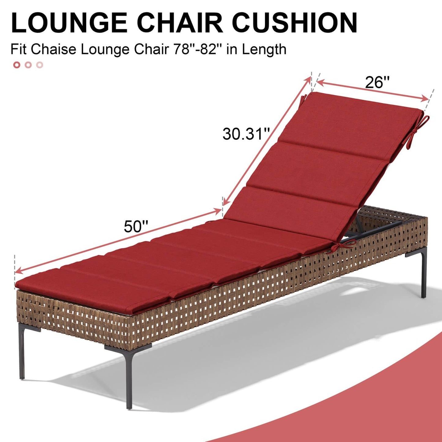 Outdoor Patio Chaise Lounge Cushion