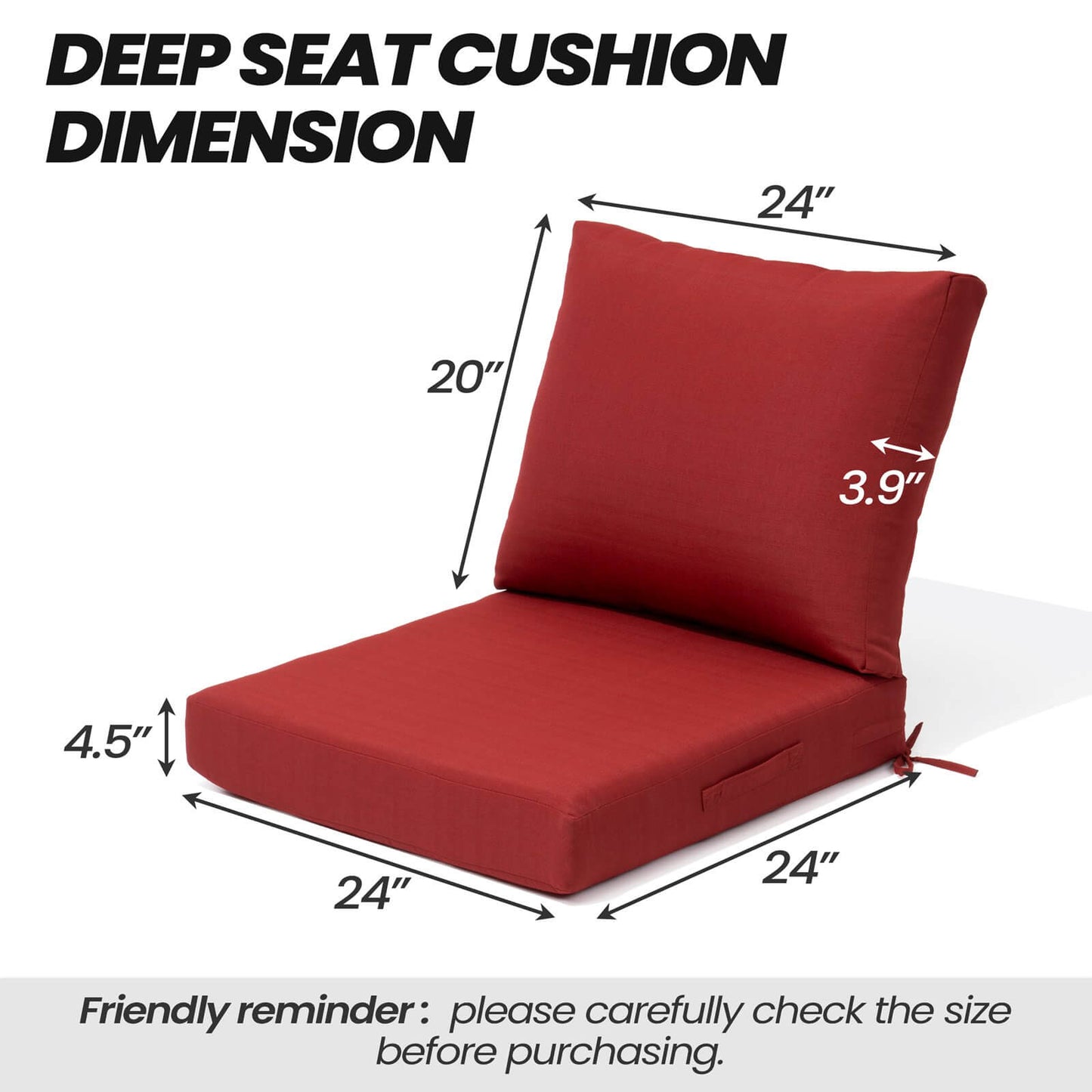 24x24" Outdoor Deep Seat Cushion