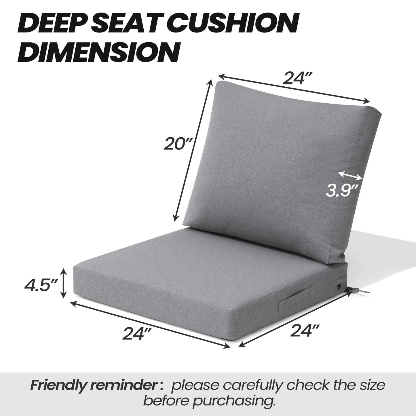 24x24" Outdoor Deep Seat Cushion
