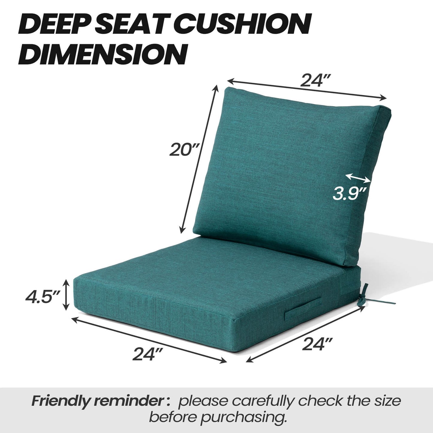 24x24" Outdoor Deep Seat Cushion