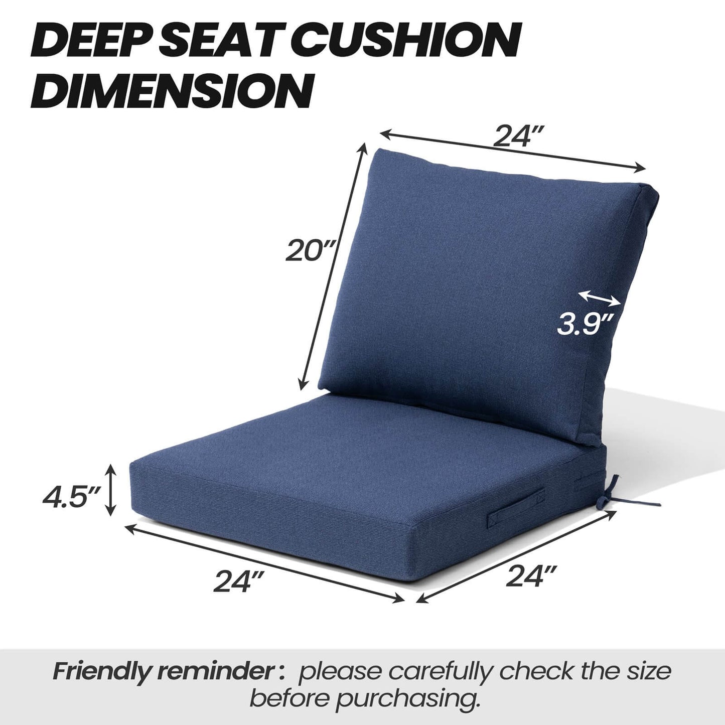 24x24" Outdoor Deep Seat Cushion