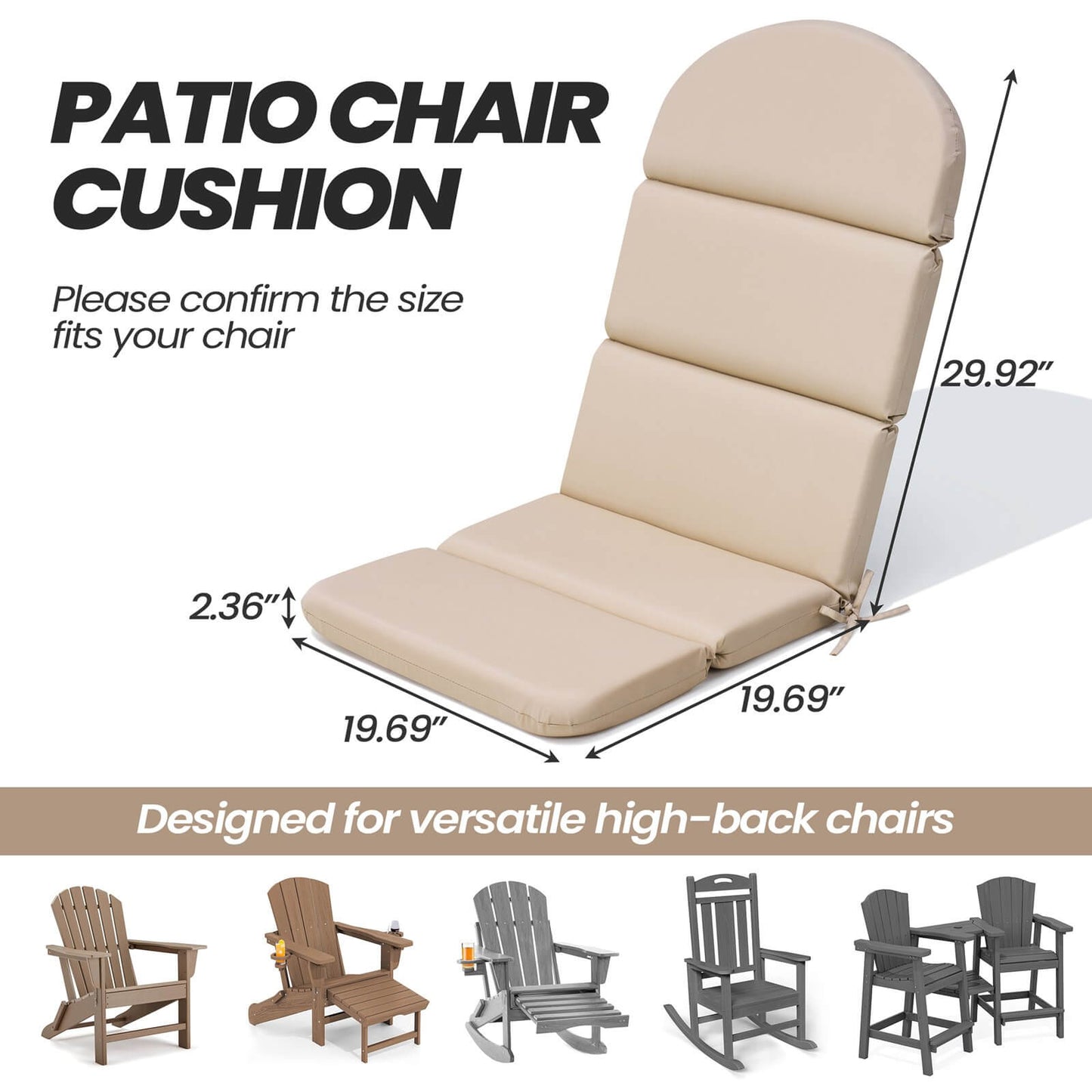Sunbrella 50 x 20 in. Outdoor Adirondack Chair Cushion