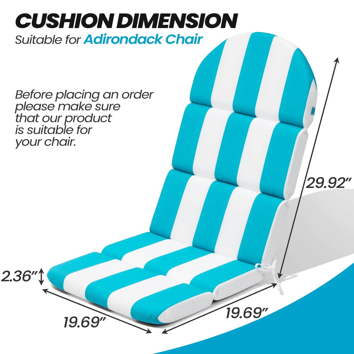 Sunbrella 50 x 20 in. Outdoor Adirondack Chair Cushion