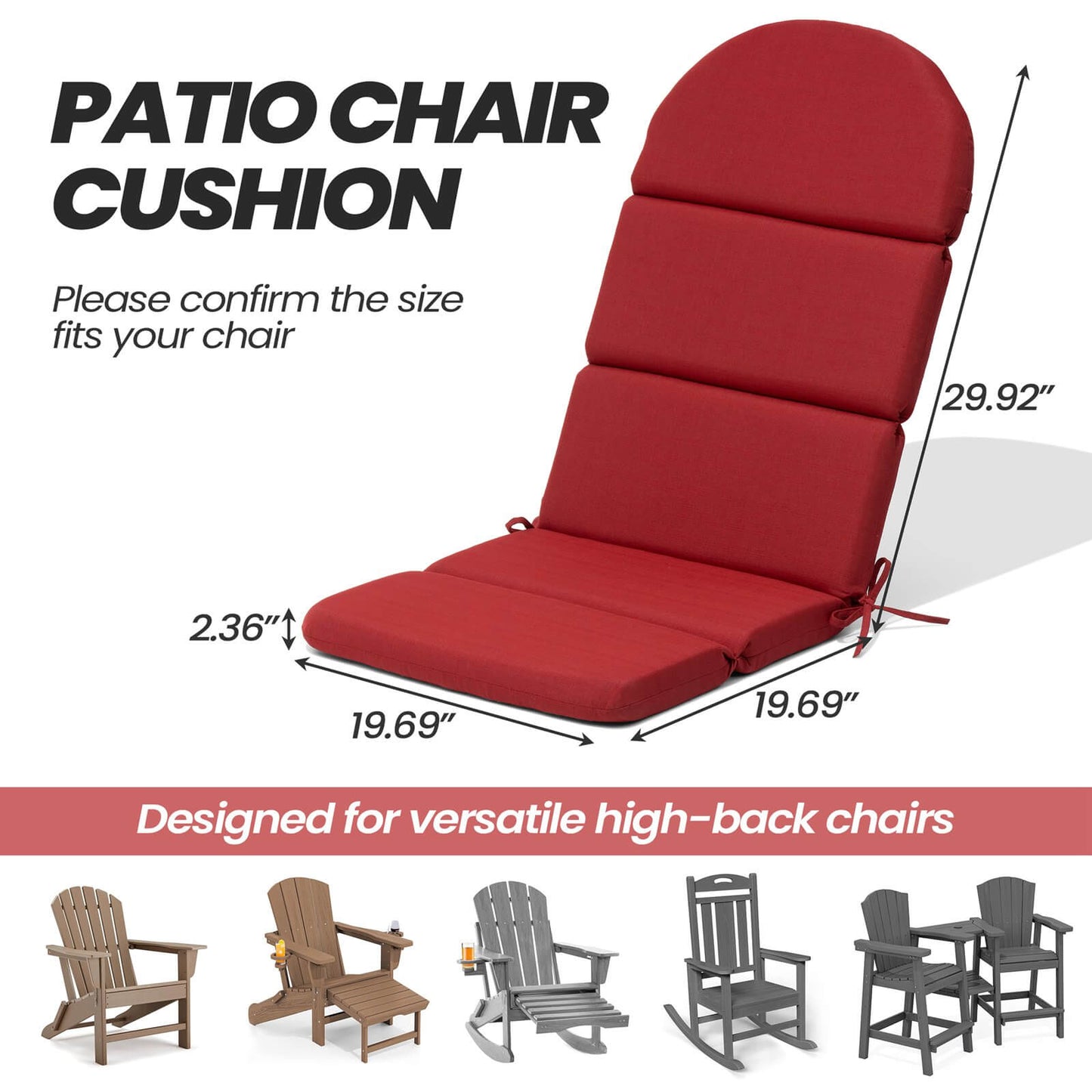 Sunbrella 50 x 20 in. Outdoor Adirondack Chair Cushion