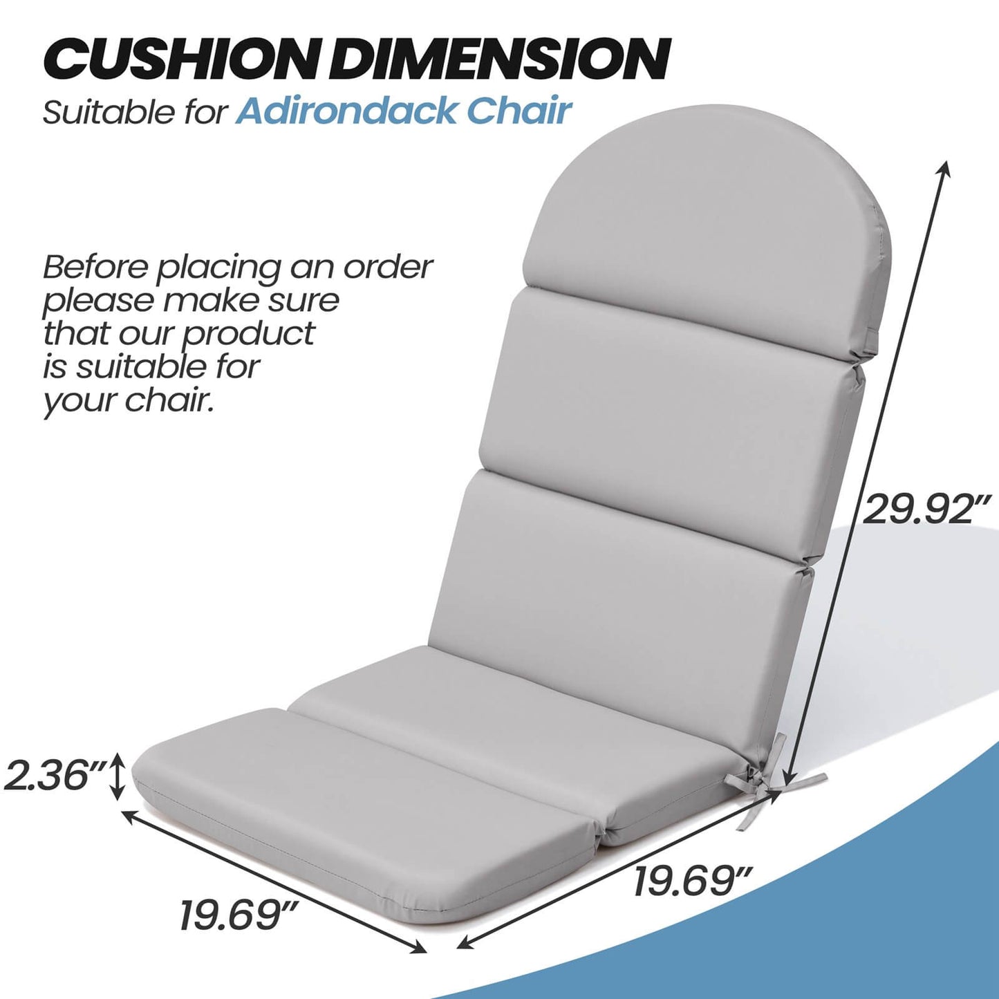 Sunbrella 50 x 20 in. Outdoor Adirondack Chair Cushion