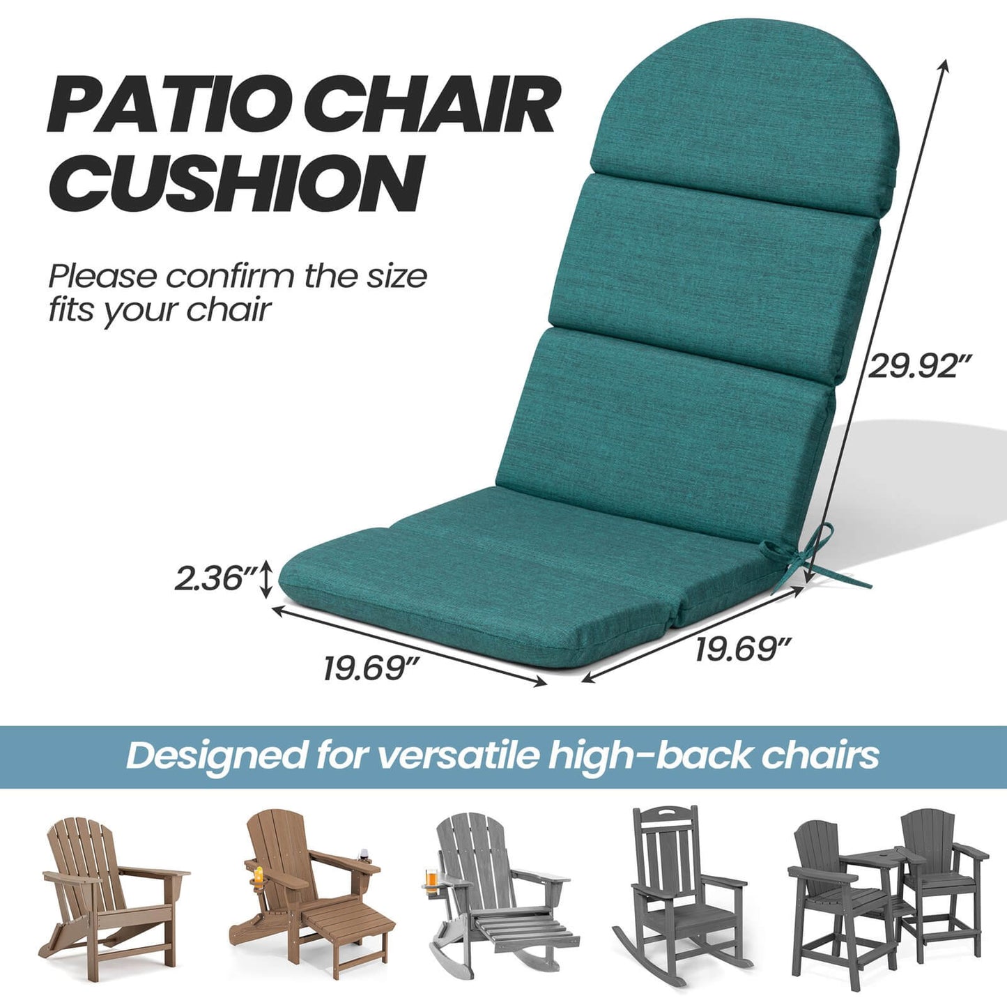 Sunbrella 50 x 20 in. Outdoor Adirondack Chair Cushion