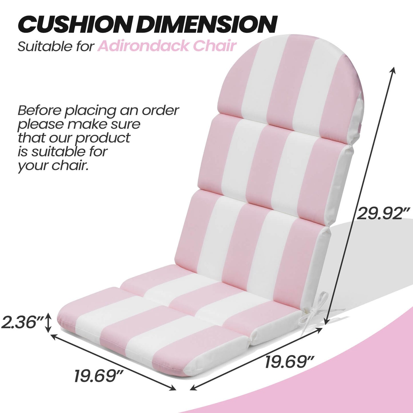 Sunbrella 50 x 20 in. Outdoor Adirondack Chair Cushion